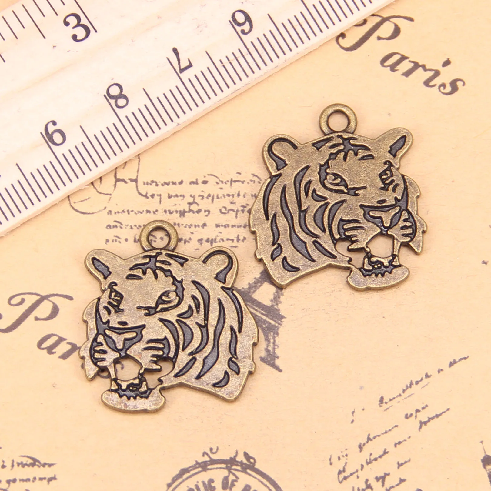 26pcs Jewelry Charms Roaring Tiger Head 27x24mm Antique Silver Plated Pendants Making DIY Handmade Tibetan Silver Jewelry image 3