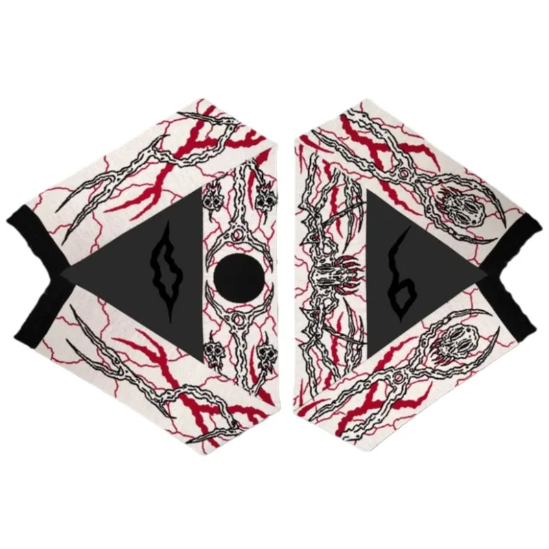 Dzianinowy szal damski Szal zimowy Fartuch Czarny szal z graffiti czaszki Nieregularny wzór Szal dziergany Retro Dwustronny