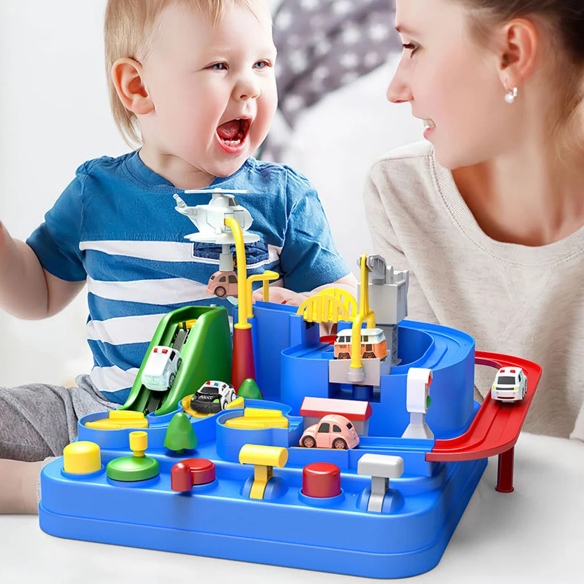 Car Race Track Playsets City Rescue Toy Vehicle Racing Track Adventure Puzzle Educational Toy Set for 3-8Y Toddlers Boys Girls