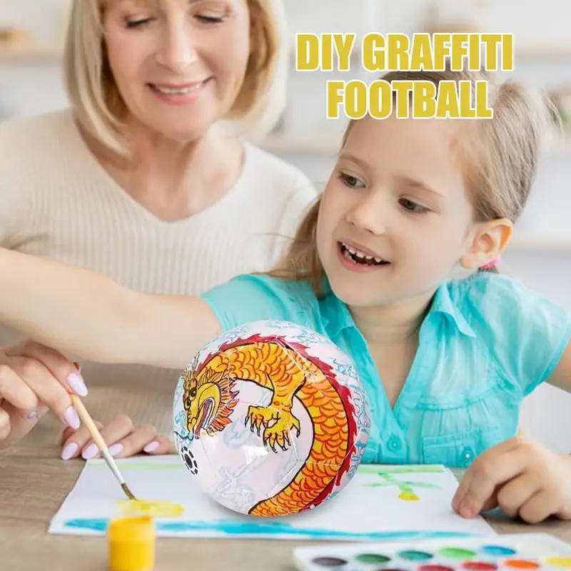 Bola Putih Sepak Bola Grafiti DIY Kreatif 18/21.5/20Cm Sepak Bola Meningkatkan Interaksi Orang Tua-anak untuk Hadiah Persahabatan Anak-anak Dewasa