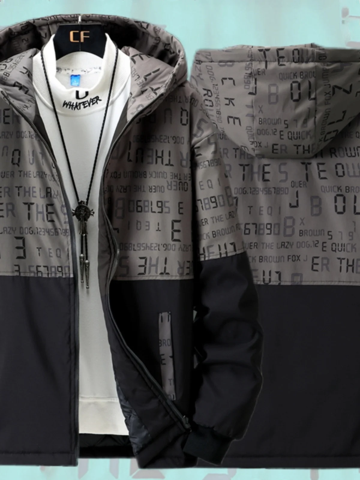 Lightweight Cotton Jaet for Men Hooded Teenager Faionable Urban Sle Polyester Fiber Filled Thin Model Chinese Production