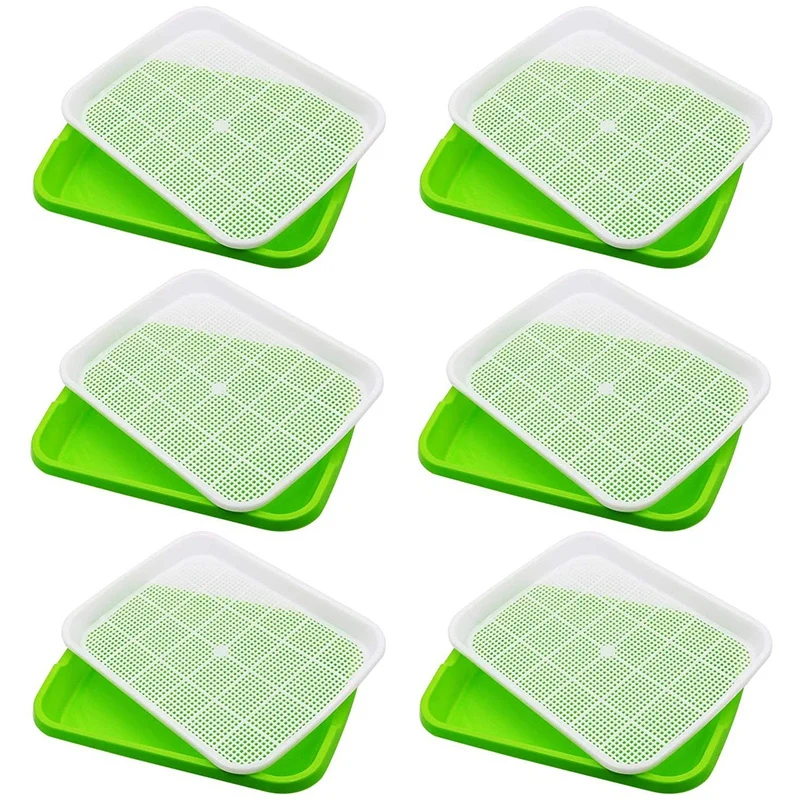 

Tray 6-Piece Seed Germination Tray Wheat Grass Cat Grass Seeding Planting Storage Tray Suitable For Garden Home Office