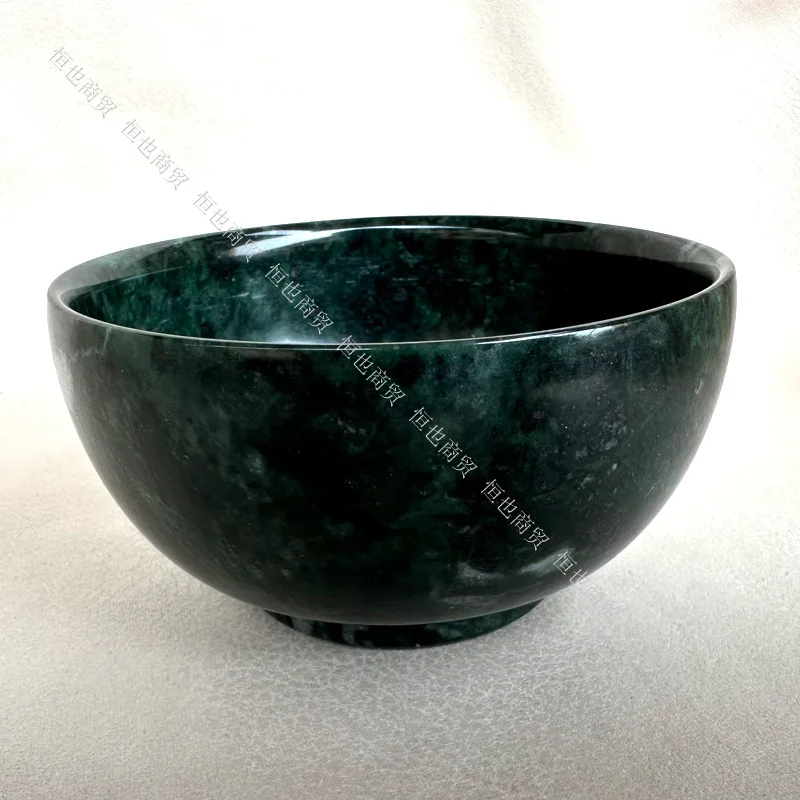 

Tibetan Jade Medicine King Stone Rice Bowl Natural Tibetan Dark Green Jade Small Bowl Jade Rice Bowl Live Streaming Room Supply