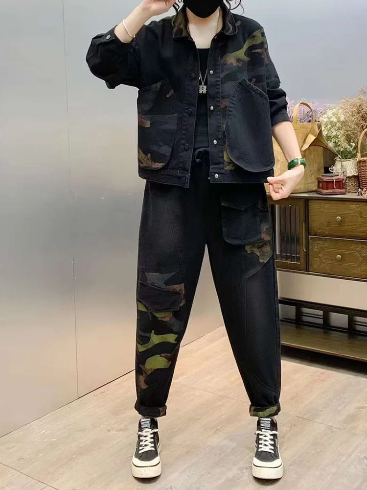 

European casual loose denim Jacket And Jeans suit for women Spring autumn 2025 two-piece set Haren pants trendy