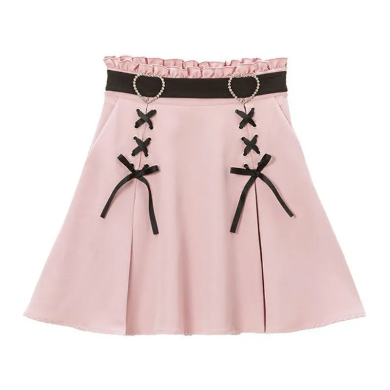 Jirai Kei Skirt Japanese Cute Mine Style Cosplay Costume Dress Red Black Pink Kawaii y2k Oversize Plus Size Kawaii Sweet Girly