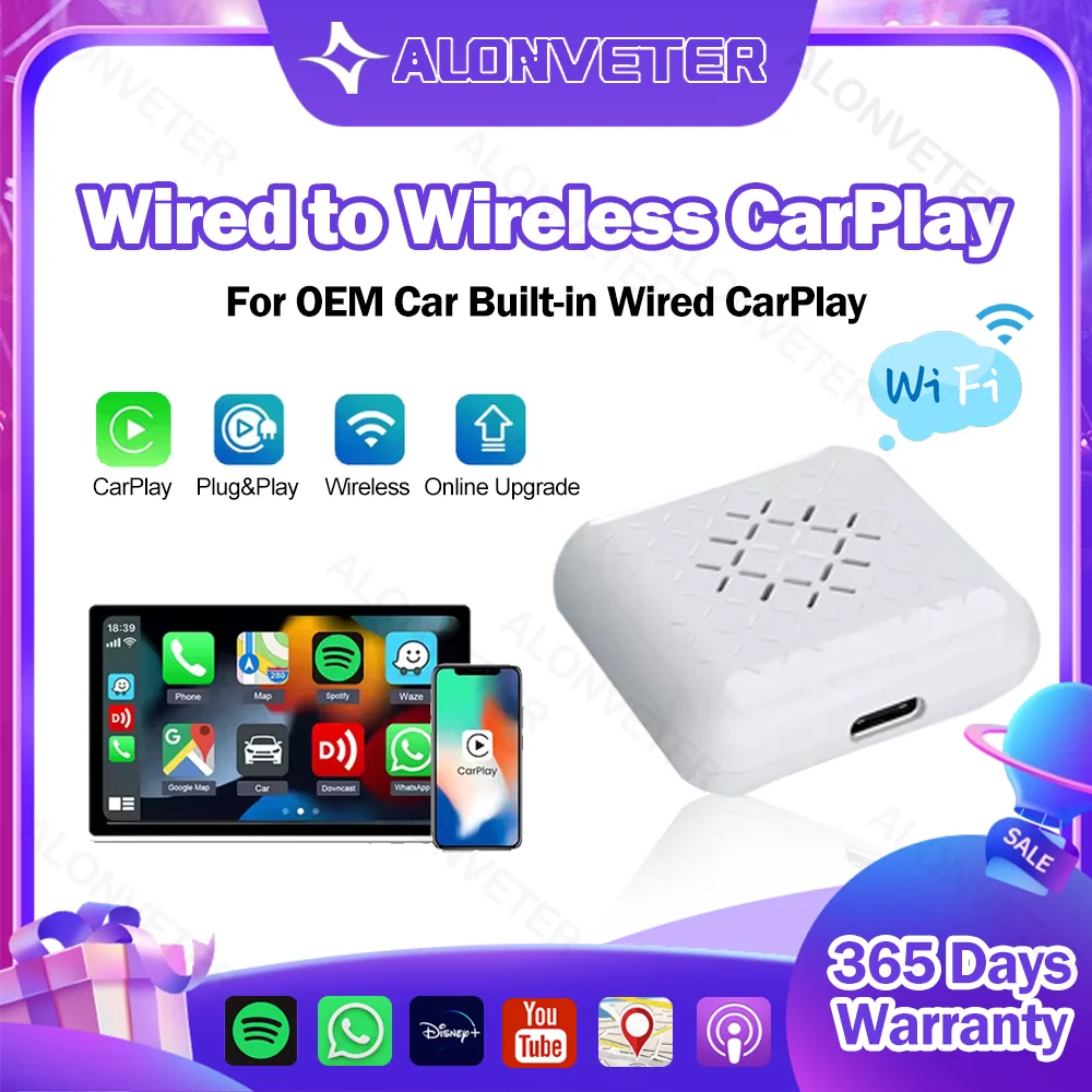 

Carlinkit MINI CarPlay Box for Audi Mercedes Volvo Volkswagen etc Support Bluetooth Wireless Auto connection charging Siri IOS15