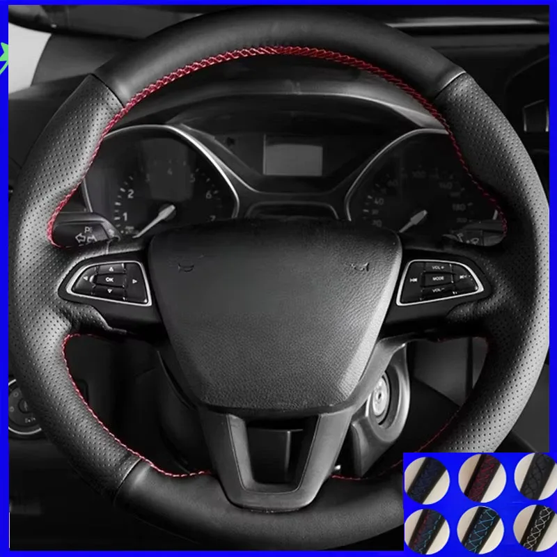 

Custom Microfiber Leather Hand-Stitched Steering Wheel Cover For Ford Focus 3Kuga 2015-2019 Escape C-MAX Car Accessories