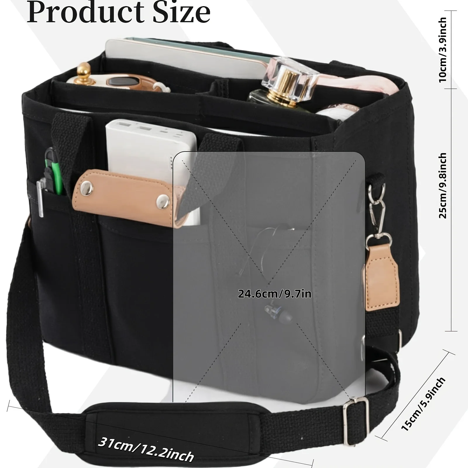 Women\'s Bag Canvas Large Capacity Multi Tote Handbag Layer Function Crossbody Bag Women\'s Handbag Shopping