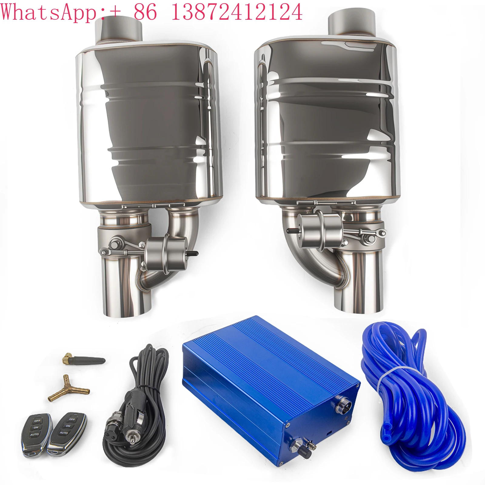 

Universal 2/2.5/3 Inch Stainless Steel Exhaust Muffler With Dump Vacuum Valve Electric Exhaust Blue Control Set Left and Right