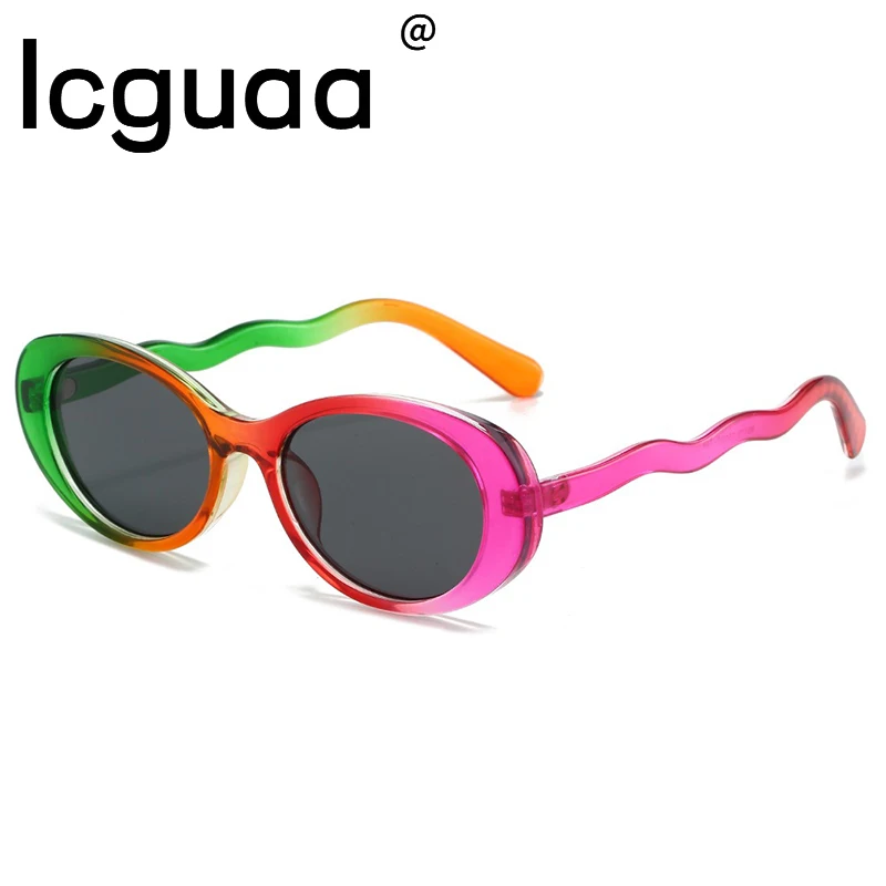 

Роскошные Дизайнерские маленькие овальные солнцезащитные очки, винтажные, с волнистыми дужками, для улицы, женская и мужская одежда с оптическими линзами UV400, солнцезащитные очки