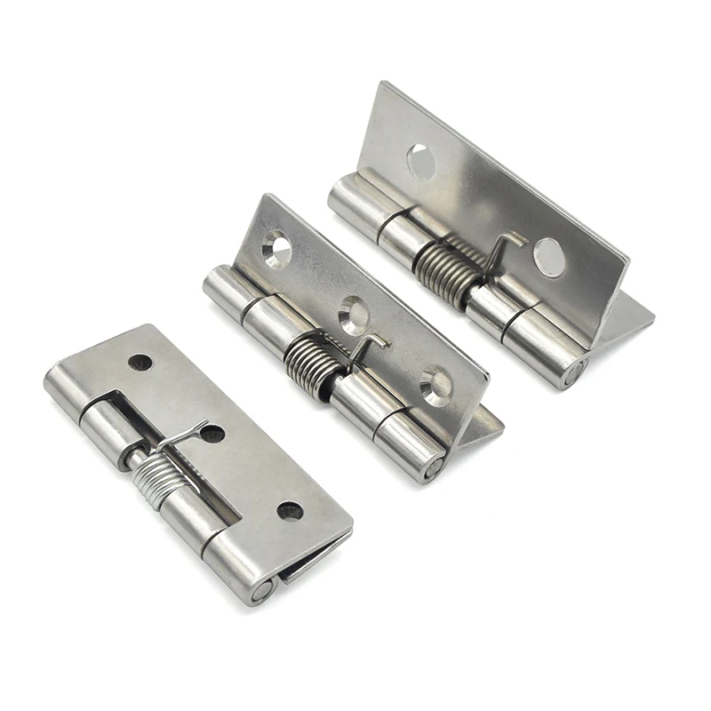 304 stainless steel spring hinge, elastic automatic closing hinge, 0 degree reset and return hinge
