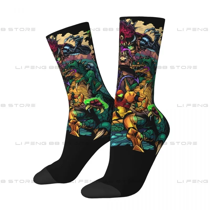 

Metroid Samus Aran Game Metroid Gaming Classic Tribute Men Women Socks Cycling Novelty Spring Summer Autumn Winter Stockings