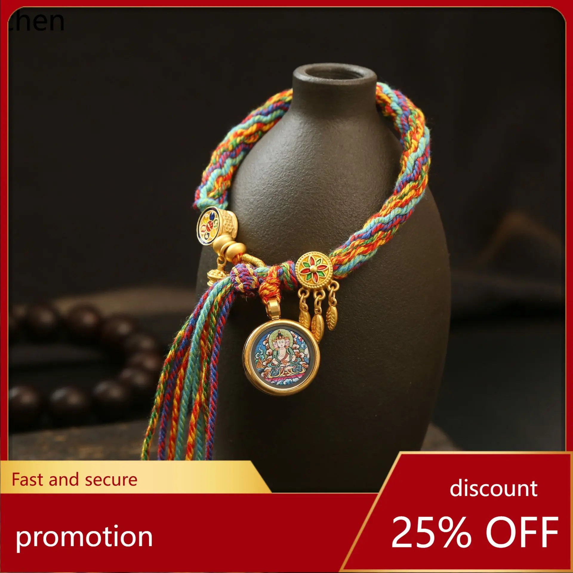 H1  Eight Guardian Deities Thangka Bracelet Tibetan Style Ornament Women's Handmade Woven Bracelet National Trend