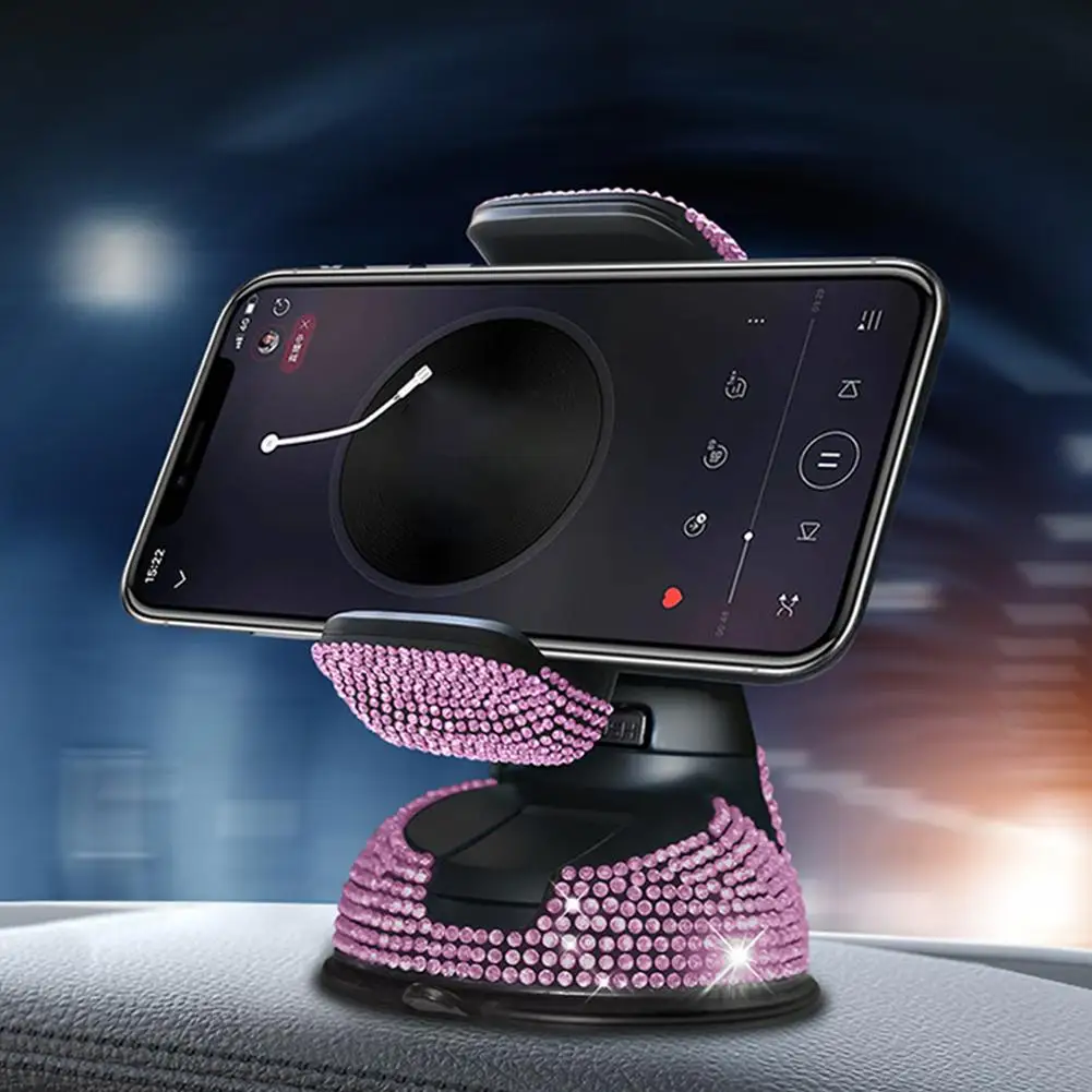 For Mobile Phone Car Holder Crystal Diamond Car Phone Holder Universal 360° Rotatable Secure Perfect For Easy Navigation B5T3