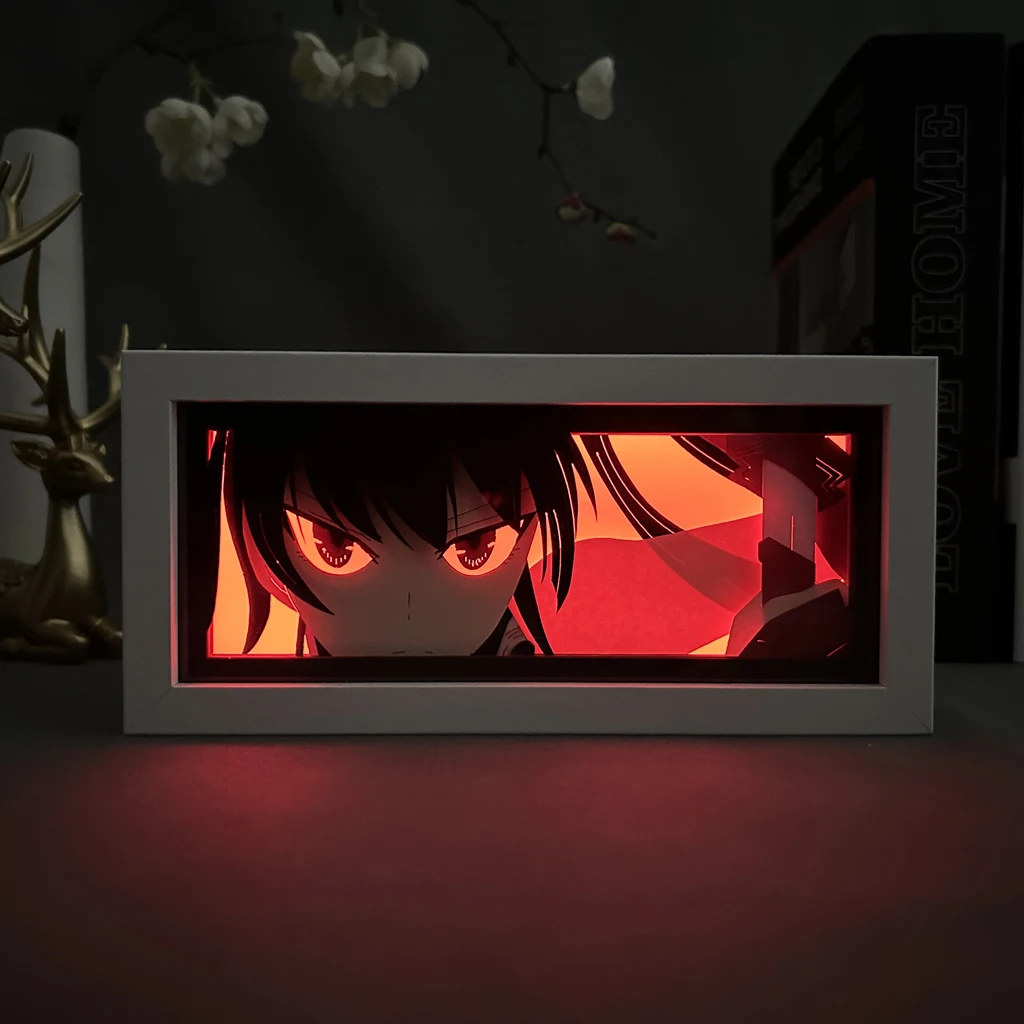 Akame Ga Kill Paper Cut Light Box, Decoração de Quarto Anime, Manga Shadow Box, Desk Table Lamp Lightbox