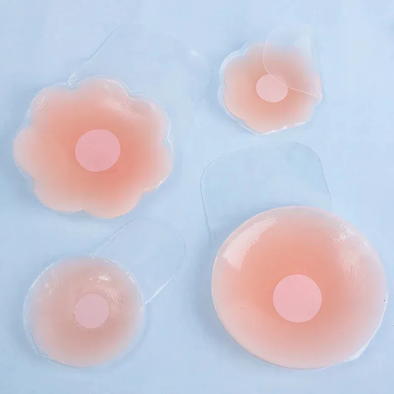 

1/2 пары многоразовых силиконовых накладок на грудь для женщин, невидимые, в форме цветка/листья, самоклеящиеся, без бретелек, без спинки