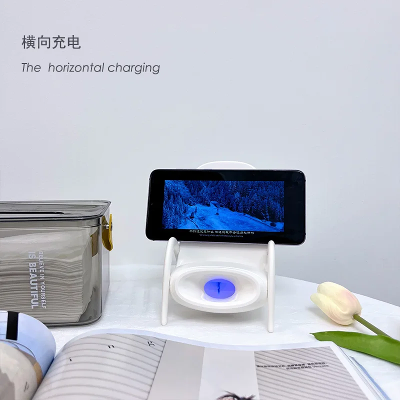 Creative White Small Chair Wireless Charger Mobile Phone Holder Technology Sense Gifts for Boys