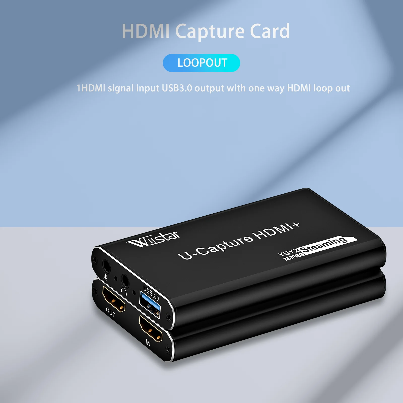 USB3.0 HDMI Video Capture Card 1080P@60Hz HDMI Loopout 4K30Hz Game Recording Live Streaming USB3.0 Video Grabber for PS4 Camera