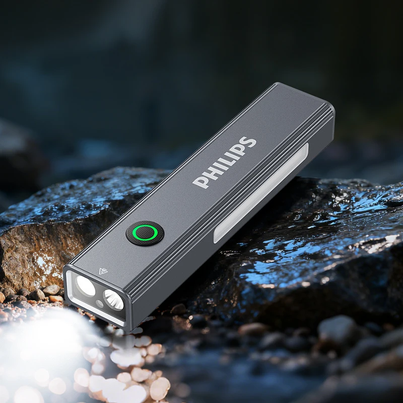 

Philips New Multifunctional Flashlight SFL6257 600LM Supports 3 Type Dimming UV light, Red Laser, 365nm Purple Light with a Clip