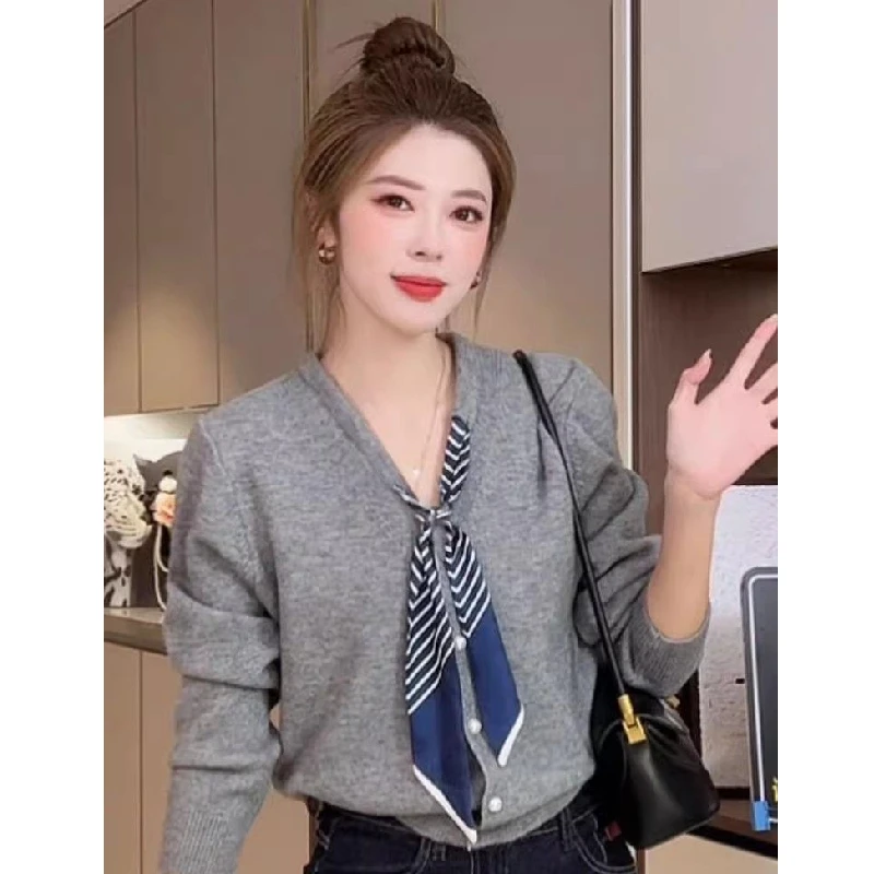 

High-End Women's Knitted ort Sve Base irt with Sa Early Autumn New Arrival from Nu 2025 Faion Design Sensation