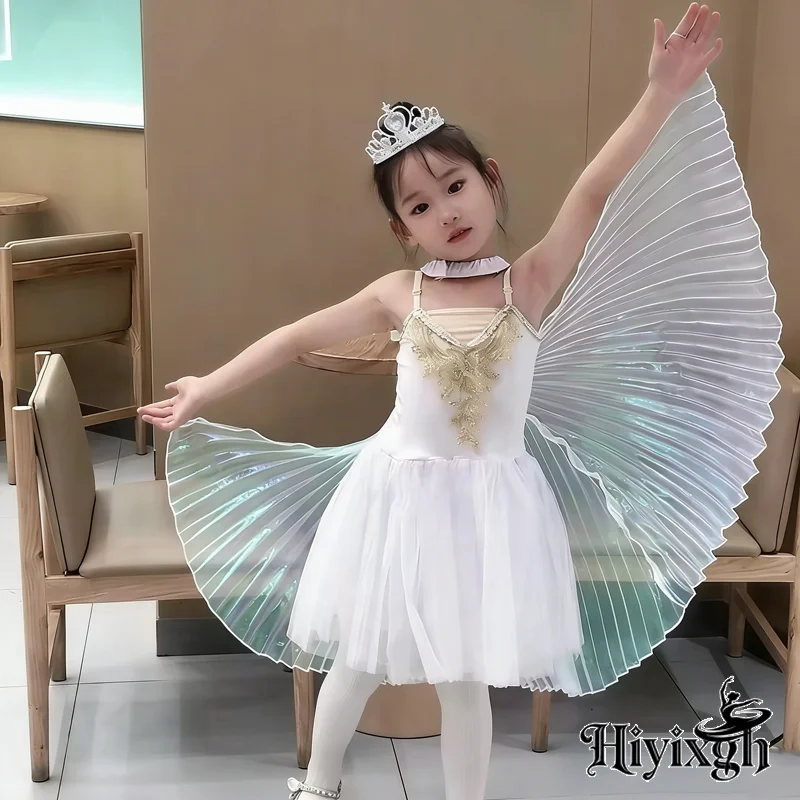 Children's Belly Dance Wing Symphony Yarn Cloak Hand Hook Dance Performance Props Transparent Color Hanging Neck Wings New Style
