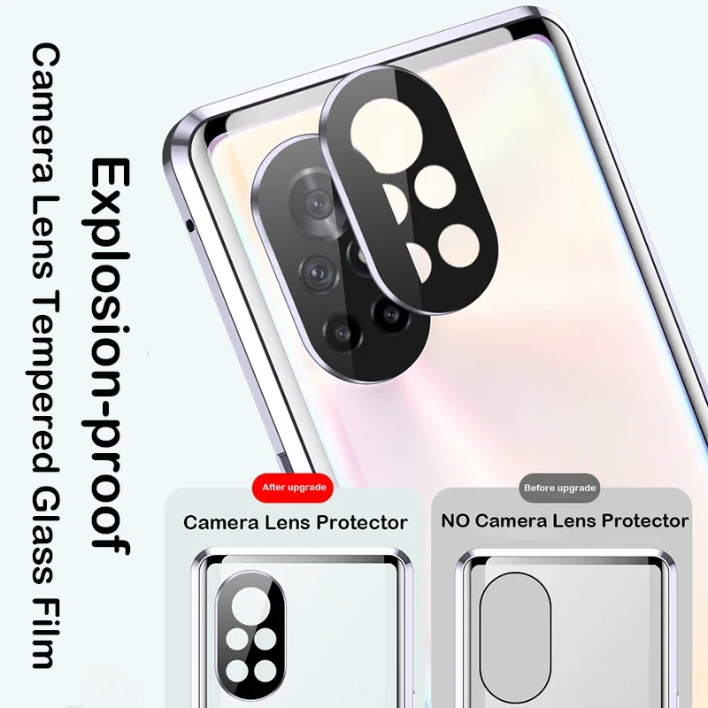 

Double Sided Tempered Glass Magnetic Metal Phone Case Shell for Huawei Nova 9 10 SE 12S 11i 13 Pro Camera Lens Protection Cover