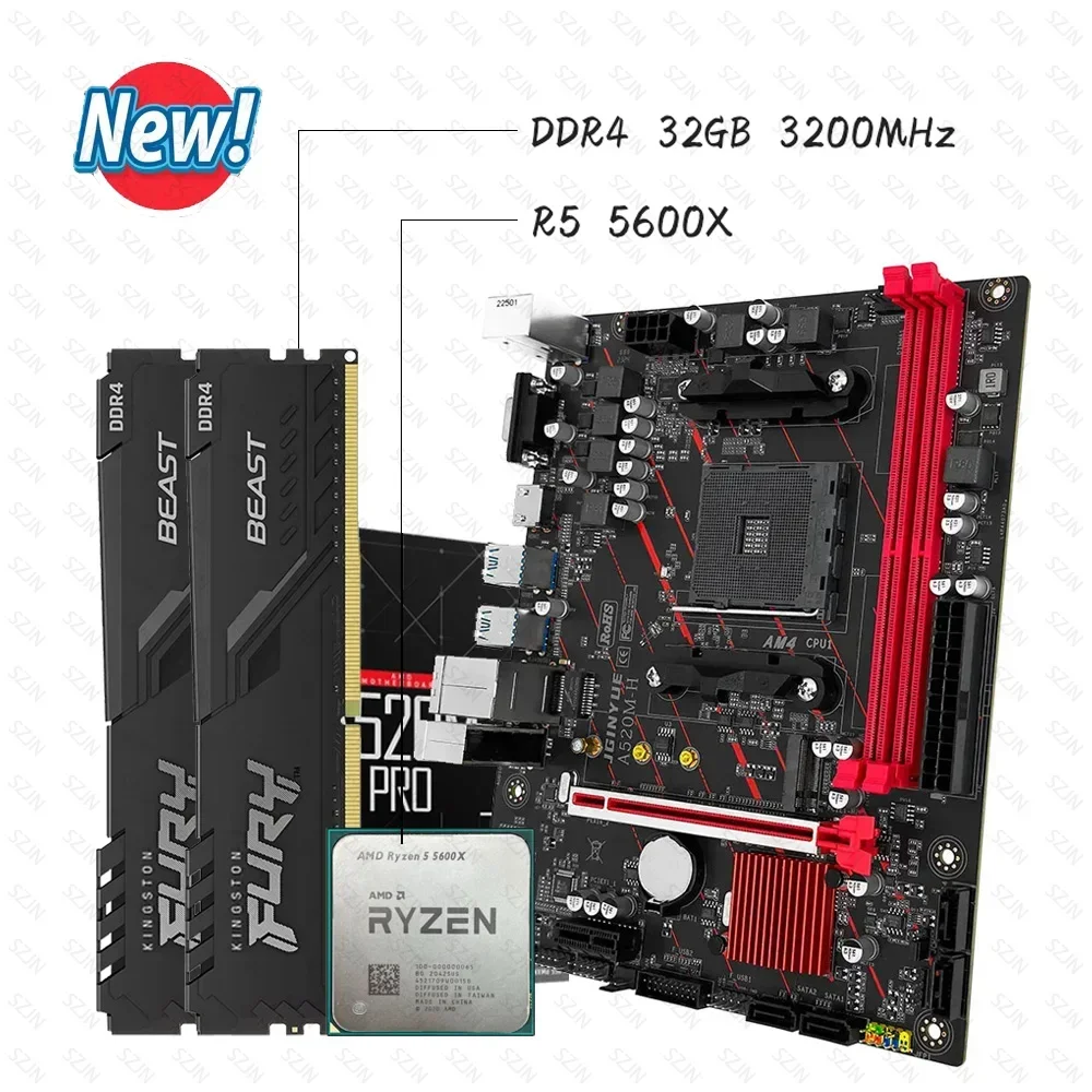 Ryzen5 5600G A520 マザーボード　セット JGINYUE A520 マザーボード AMD Ryzen 5 5600X DDR4 32GB 3200MHz