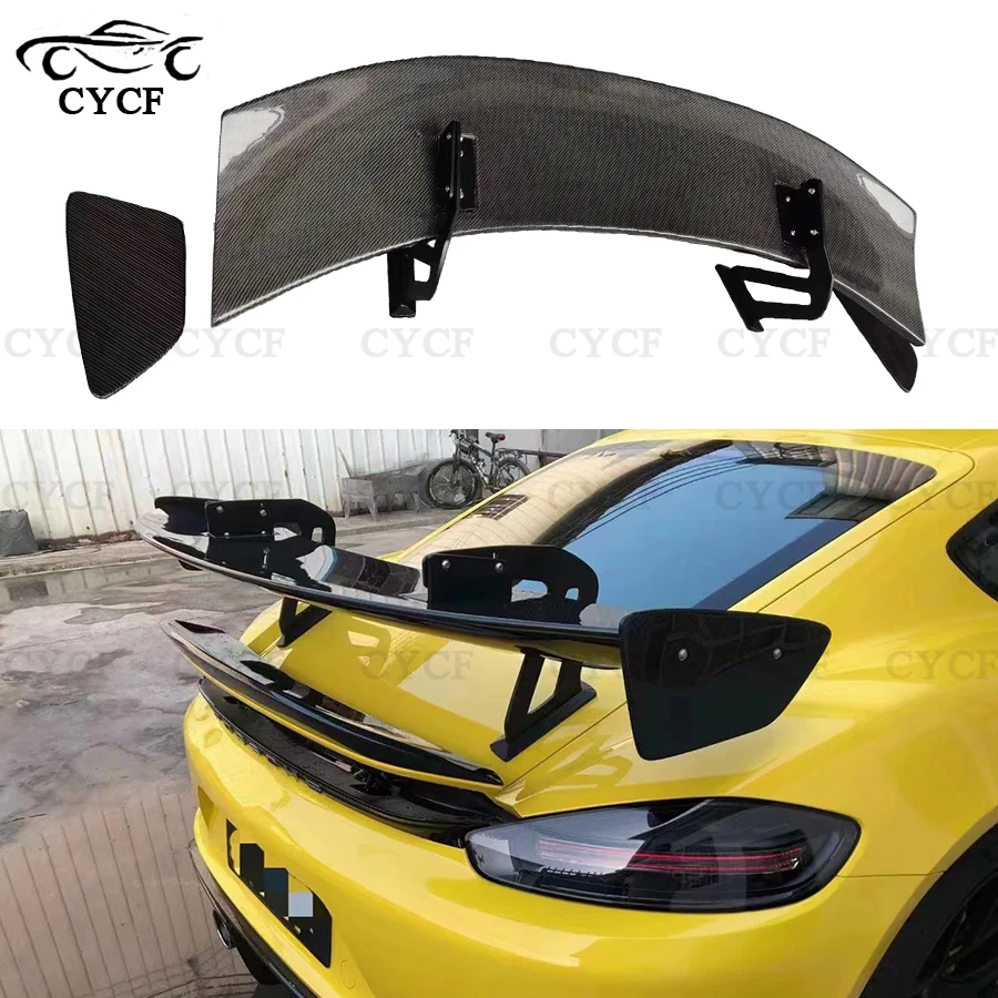 For Porsche 718 981 987 GT4 Style High quality Carbon Fiber Spoiler Tail fins Rear Trunk Guide Wing Rear Wing Body Kit