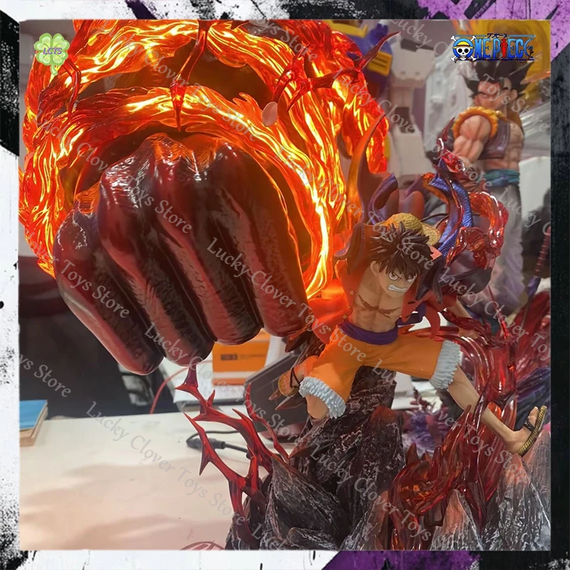 

ONE PIECE Luffy Anime Figures 37CM Gear Fourth Luffy Four levels of business fire Figure PVC Statue Collection Model Toys Gift