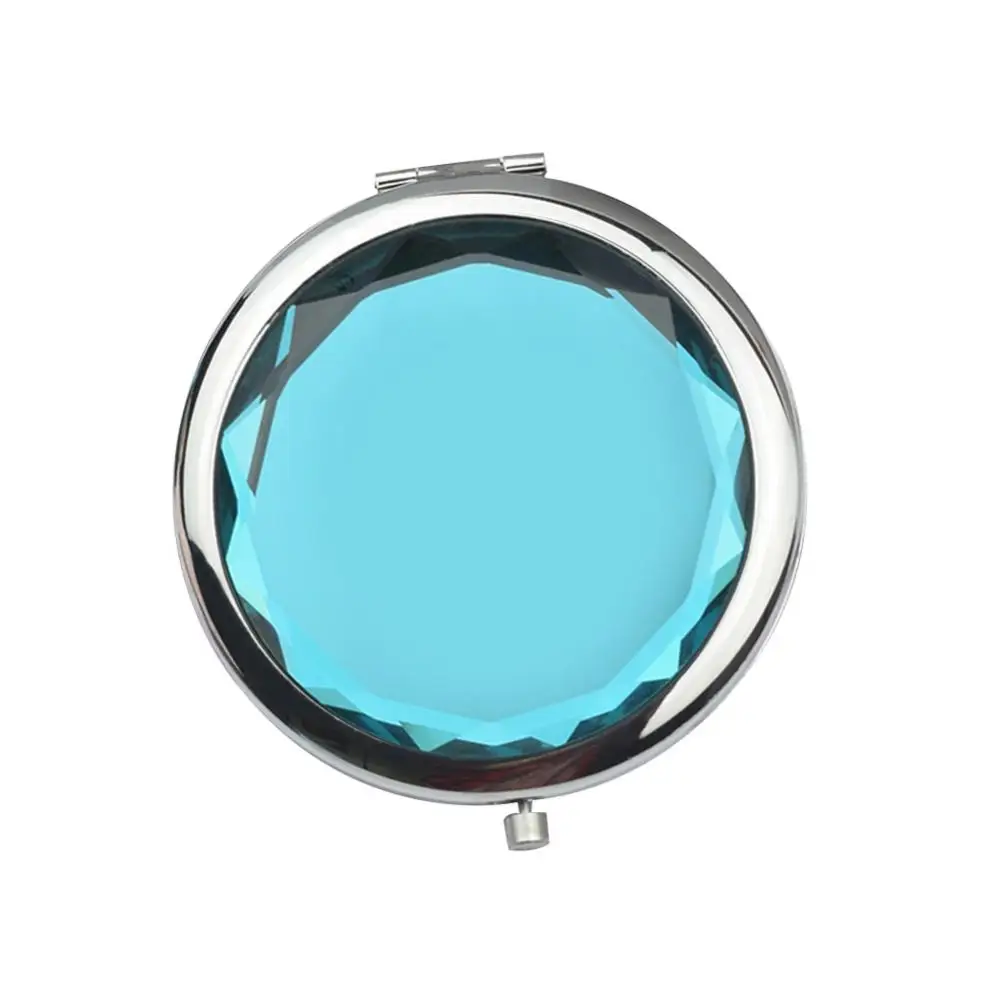 Makeup Mirror Round Mini Portable Women Double Sided Folding Faux Crystal Pocket Makeup Mirror