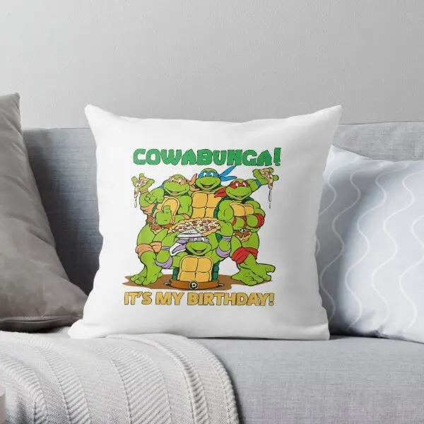 

Turtles Its My Birthday Printing Throw Pillow Cover Square Sofa Waist Office Throw Fashion Home Pillows not include One Side