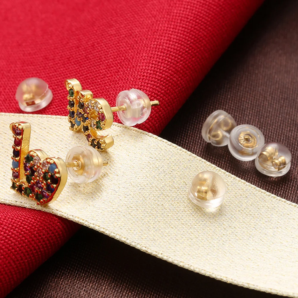 

50Pcs Ear Studs Backs Copper Silicone Padded Comfortable Secure Earring Stoppers for Women Ear Studs Pads Earring Backs