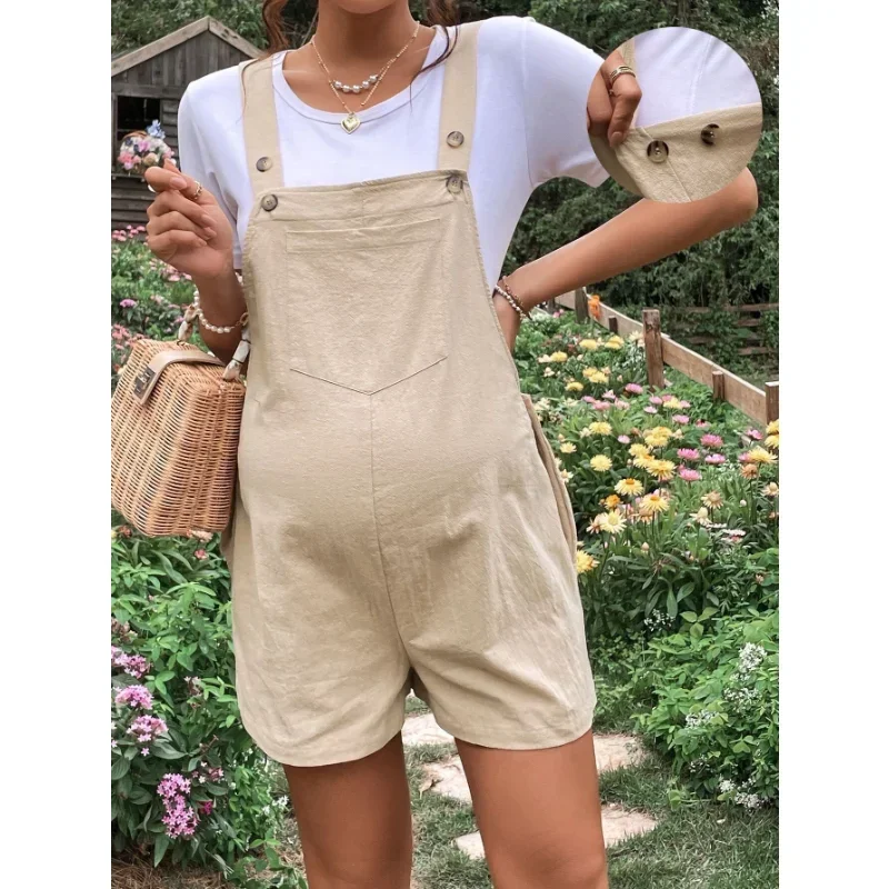 

Maternity Jumpsuits Spring Summer Casual Breathable Maternity Pants Five Pants Adjustable Waist Back Pregnancy Maternity Shorts