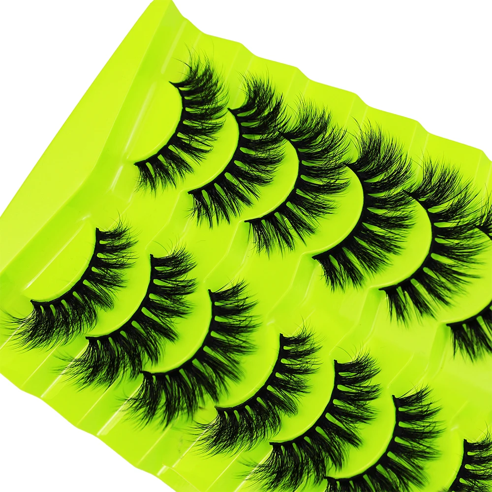 7 Pairs Fluffy False Eyelashes 8D Volume Curly Full Wispy Fake Eyelashes - Bulk Packaged for Convenient Use