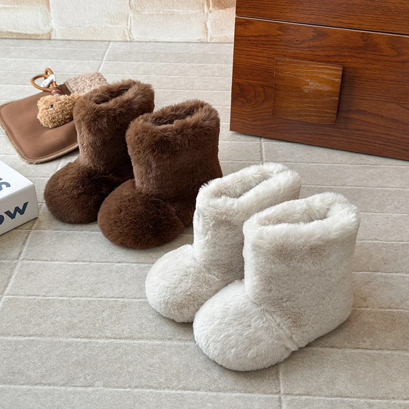 

Детские зимние модные плюшевые милые удобные теплые зимние ботинки без шнуровки с круглым носком, повседневные легкие студенческие повседневные прогулочные ботинки