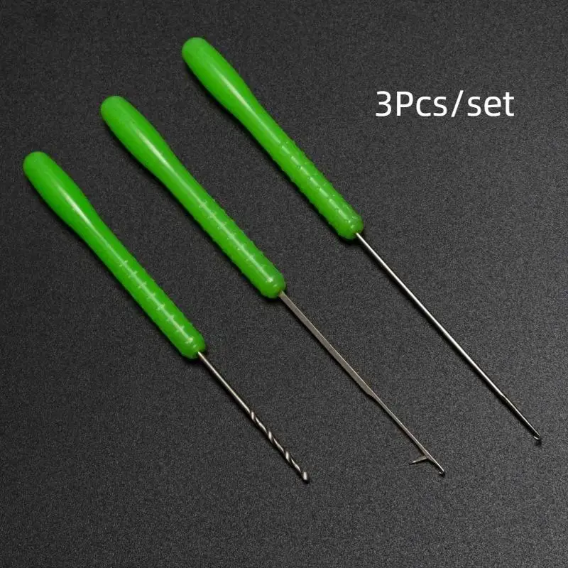 3Pcs Carbon Steel Bait Drill Needle Carp Fishing Baiting Rig Needles Fishing Tool Stringer For Bait Hole Punching Piercing Tool