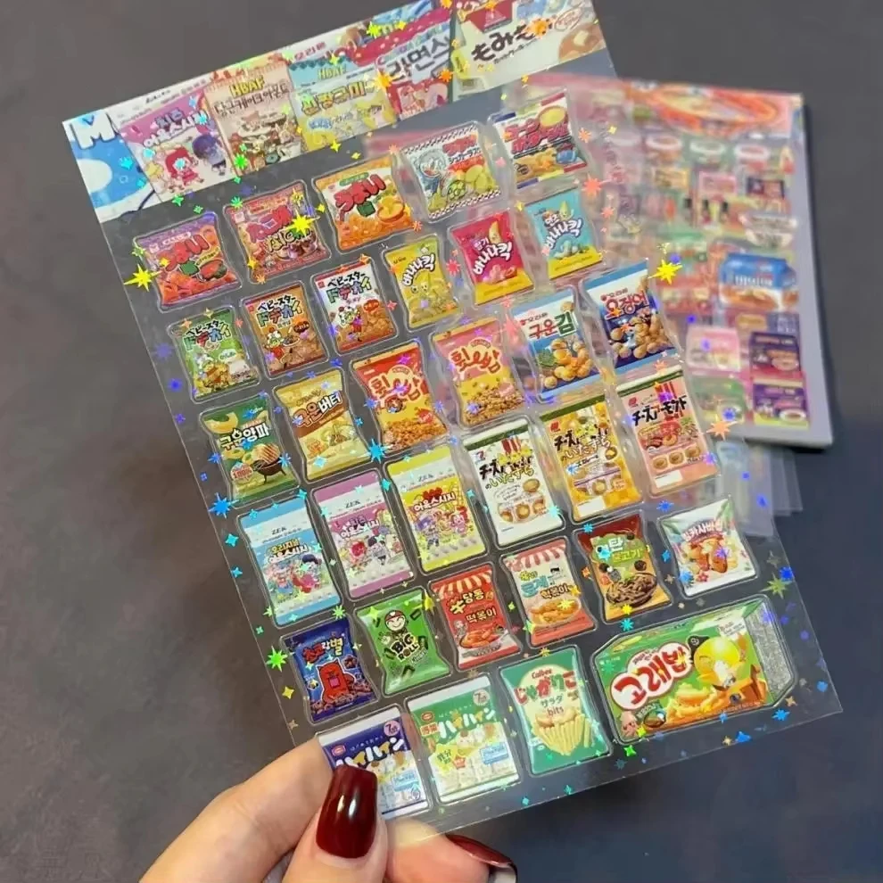 10pcs PET Waterproof Cartoon Scrapbook Sticker Journaling Snack  For Phone Stationery Kawaii Food Packaging Stickers