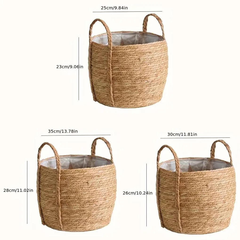 Straw Woven Storage Basket Handmade Rattan Woven Flowerpot Plant Holder Flower Pot Planter Woven Wicker Plant Flower Pot