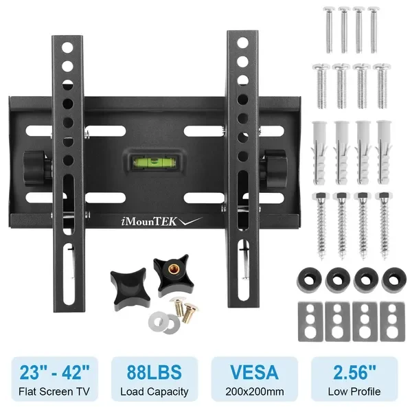 

Wall Mount Bracket for 23'-42' Flat Panel TVs with Tilt Adjustment, Compatible with LED/LCD/PLASMA, VESA 200x200mm Support