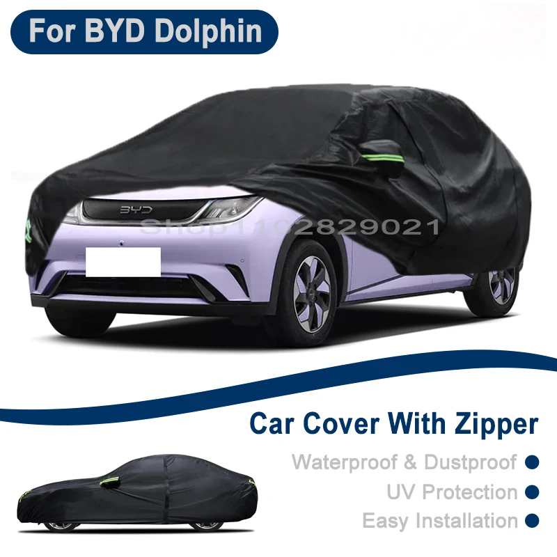 

Outdoor Full Vehicle Cover For BYD Dolphin - Side Zipper Design, Waterproof Dustproof Sun Protection Car Cover