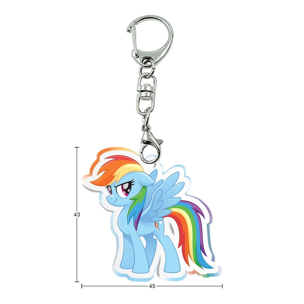 My Little Pony Keychain Cartoon Transparent PVC Double Sided Key Chain For Friends Christmas Gift