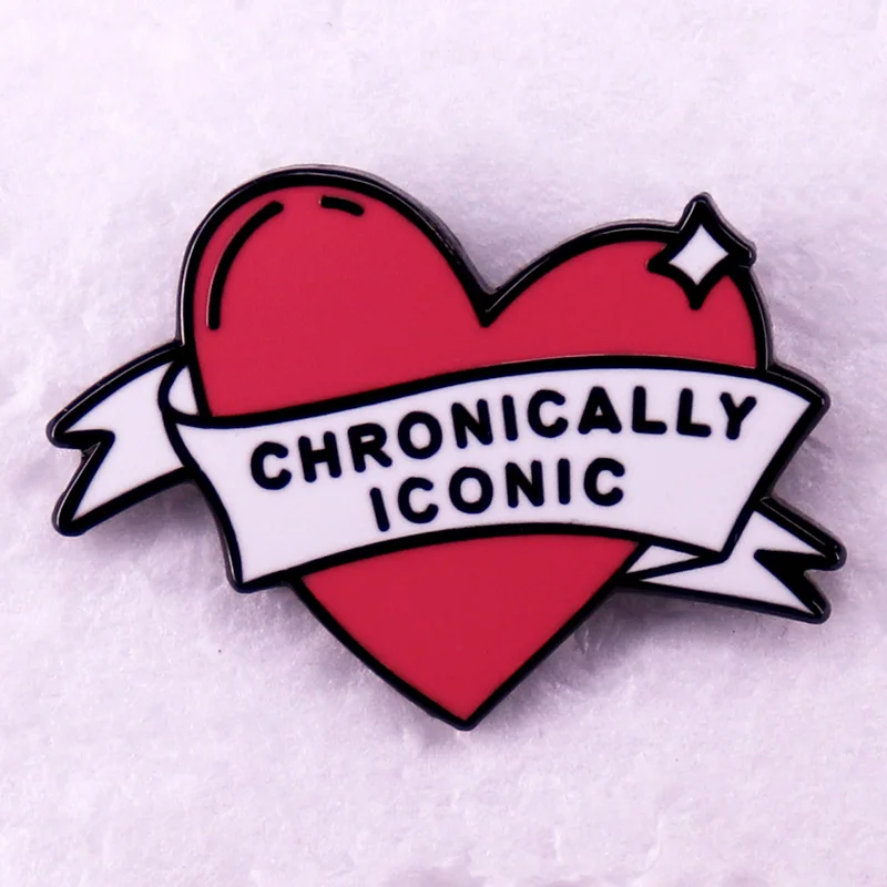 Chronically Iconic Heart Enamel Pin Spoonie Gift Brooch Accessories for Bags Jackets Jeans Hats