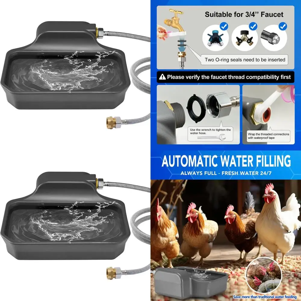 

Уличная поилка для собак на 1 галлон, большая чаша для домашних животных и скота, простая установка, широкая зона для питья, серая