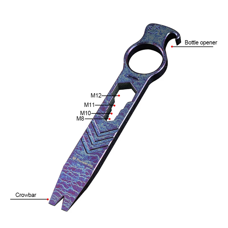 Imagem -05 - Mini Titanium Alloy Multi-function Crowbar Extrator de Unhas Portátil Chave Camping Equipment Outdoor Bottle Opener Edc Survival Tool