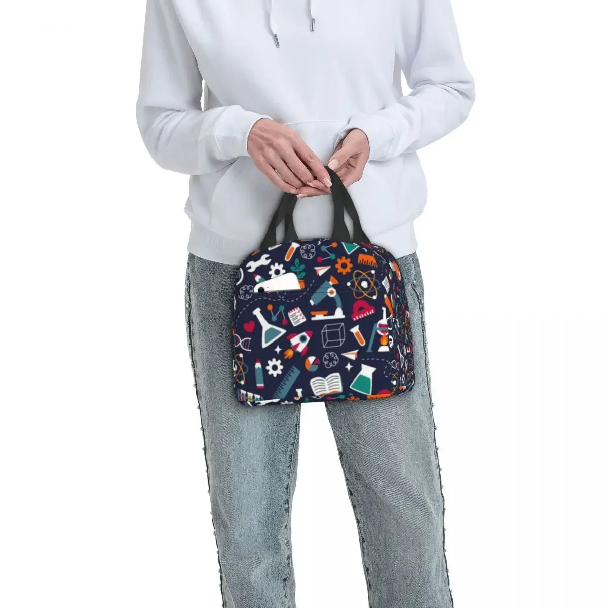 Bolsas de almuerzo aisladas para mujer, Cooler térmico Bento Box para matemáticas, física, química, biología, Camping al aire libre, Viajes