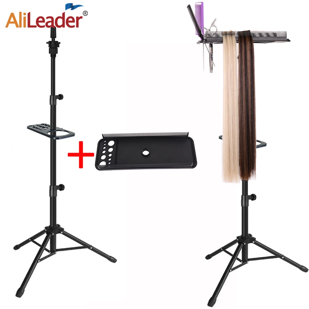 Wig Stand With Tray Multifunction Hair Tray For Tripod Wig Stand Easy To Place Salon Hairdresser Hair Tools Adjustable Wig Stand