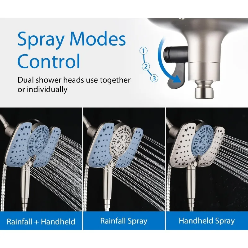 2.5GPM Shower Head with Handheld High Pressure:  HandHeld Shower Head, Settings Detachable Shower Head with ON/OFF Switch