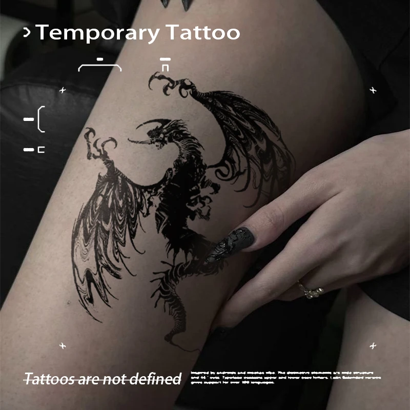 

Gothic Retro Dark Dragon Herbal Tattoo Stickers For Woman Men Body Temporary Waterproof Tattoo Body Fake Tattoo Halloween Y2K