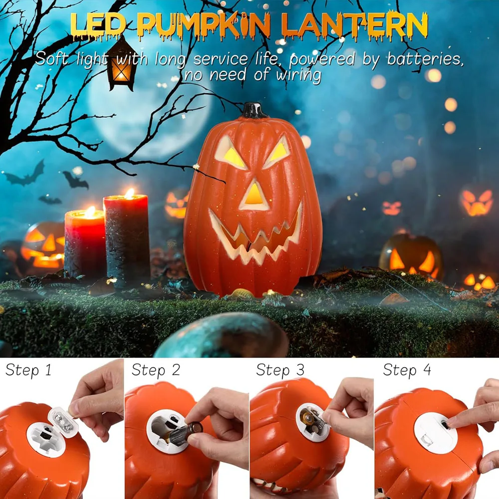 2025 abóbora de halloween led luz lanterna iluminando decoração para casa para festa de halloween decoração do quarto ao ar livre jardim abóbora lâmpada