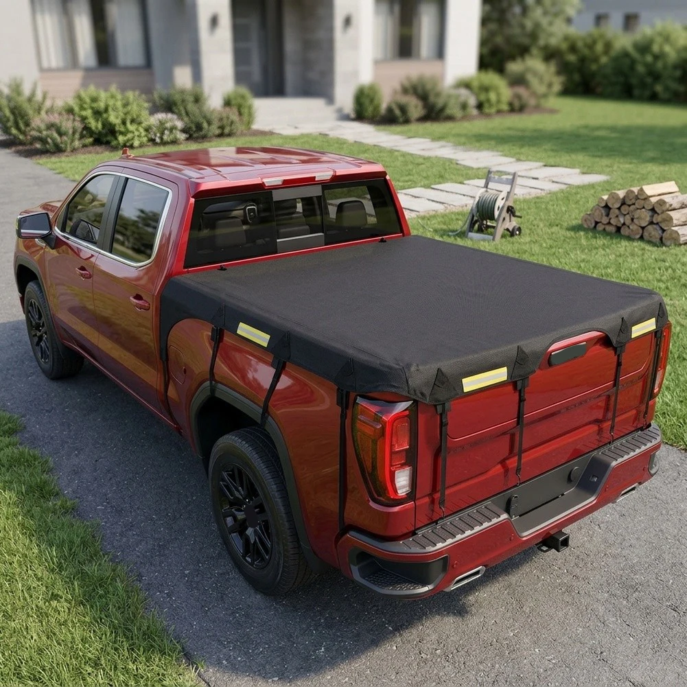600D Oxford Fabric Waterproof Pickup Truck Bed Cover with Integrated Zipper and Adjustable Straps for All Weather Use